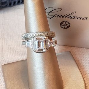 Guiliana 925 Sterling CZ Wedding Ring Set Size 7